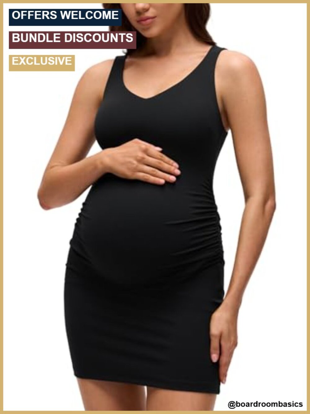 Maternity V Neck Sleeveless Mini Dress Slim Fit Butterluxe